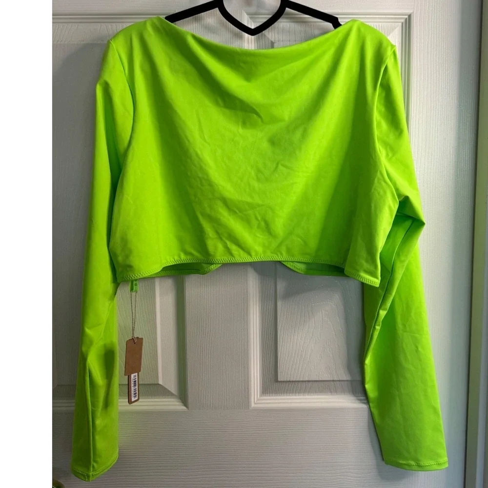 SKIMS Neon Green Recycled Swim Long Sleeve Shrug Top‎ 3X Cover Up